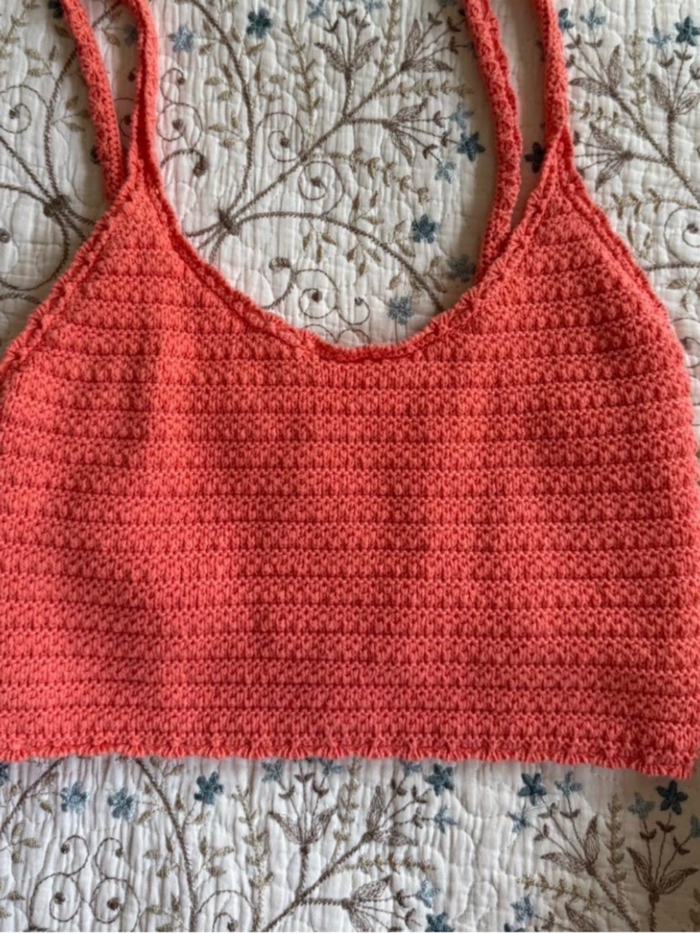 aerie Coral Crochet Camisole Tank Top